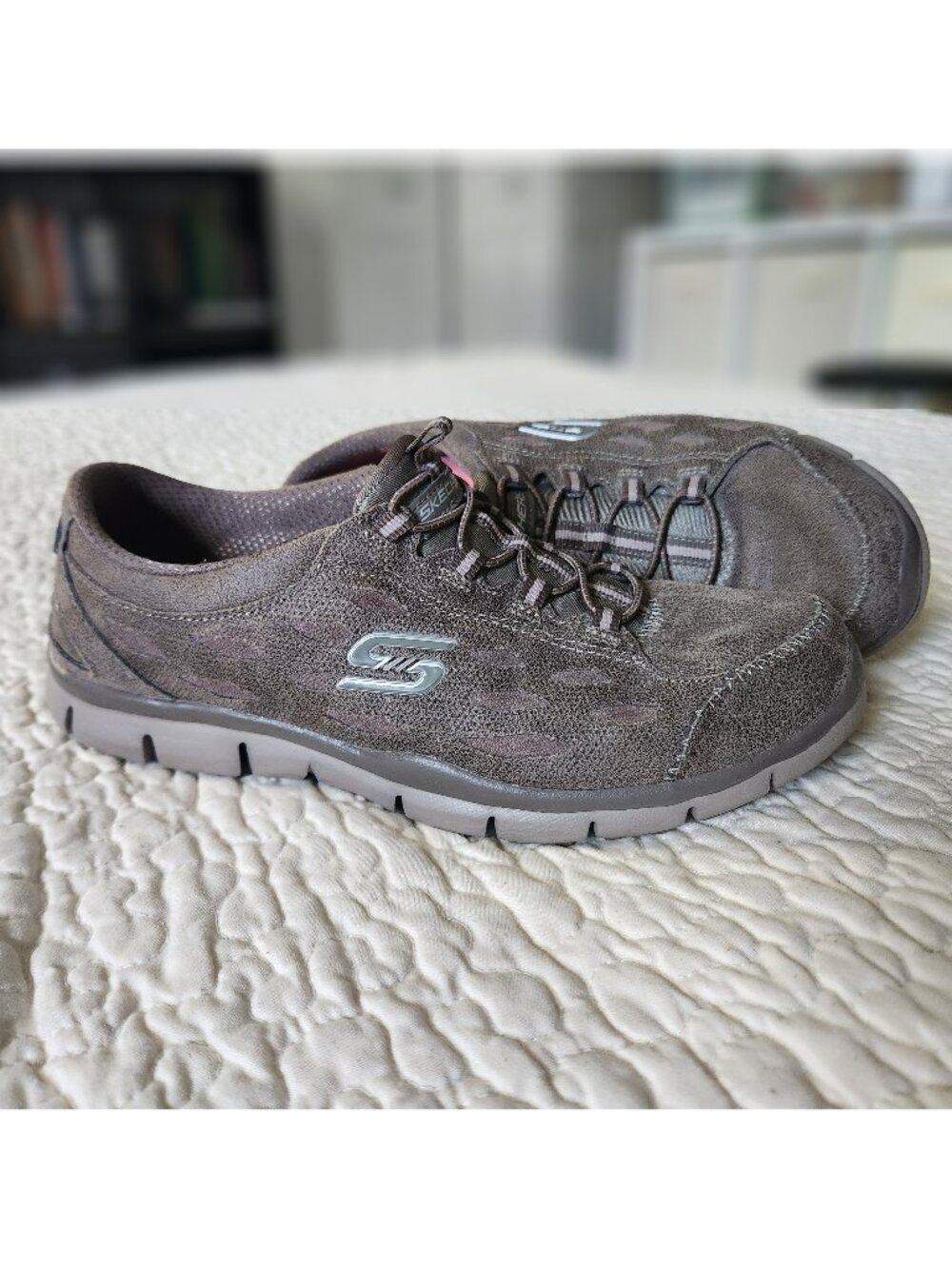 Skechers Women's Taupe Size US 7.5 Brushed Microfiber Uppers